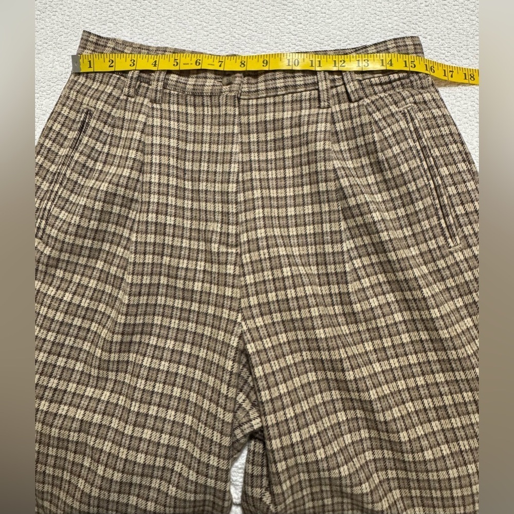 Woolrich Women 14 Brown Wool Blend Plaid Tapered High Rise Lined Pockets Pants - Picture 6 of 13